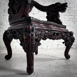 1900's Japanese Meiji Carved Dragon Accent Chair