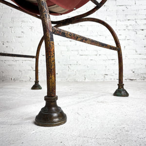18th Century Curule Vatican Italian Leather & Iron Curule Chair