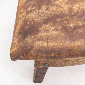 Vintage European Natural Leather Cocktail Table