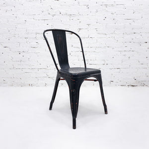 Set of 4 Vintage Industrial Blackened Steel Dining Chair