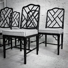Load image into Gallery viewer, Set of 6 Chippendale Stripe Linen Faux Bamboo Dining Chair
