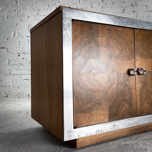 1970s Modernist Veneer Poplar Wood Countertop Cabinet