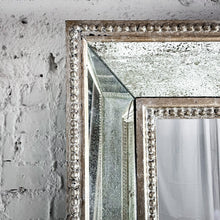 Load image into Gallery viewer, Square Beaded Silver Leaf Wood Wall Mirror
