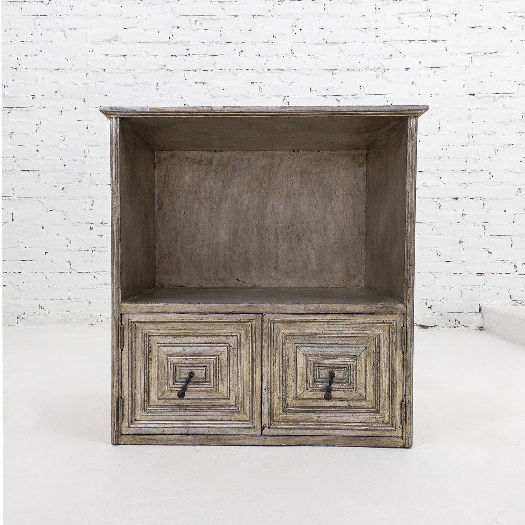 Contemporary Silver Leaf Wood Cabinet