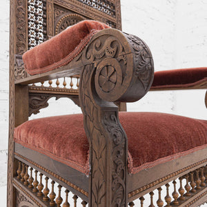 19th Century Levantine Mohair Walnut Armchair
