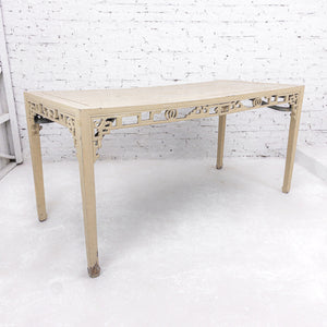 Antique Chinese Lacquered Elm Wood Dining Table