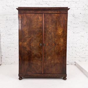 19th Century English Lacquered Rosewood Linen Press Cabinet