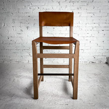 Load image into Gallery viewer, Set of 2 Foundry Select Linneman Raw Bar Wood &amp; Leather Stool
