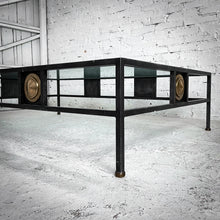 Load image into Gallery viewer, Rectangular Neoclassical Glass Top Iron Cocktail Table
