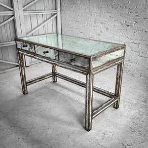Contemporary Silver Leaf Mirrored Desk