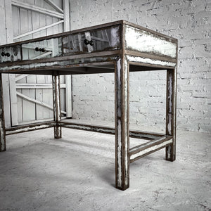 Contemporary Silver Leaf Mirrored Desk or Workstation